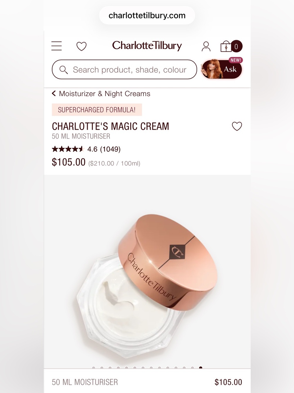 Charlotte Tilbury New! Magic Cream Moisturiser NWT Unopened - Picture 8 of 8